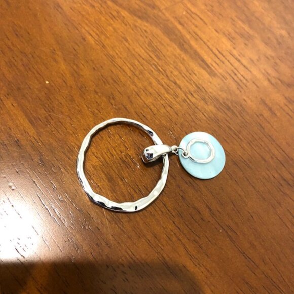 Silver Tone Blue Multi Circular Oval Pendant Pre-Owned. - Picture 6 of 9